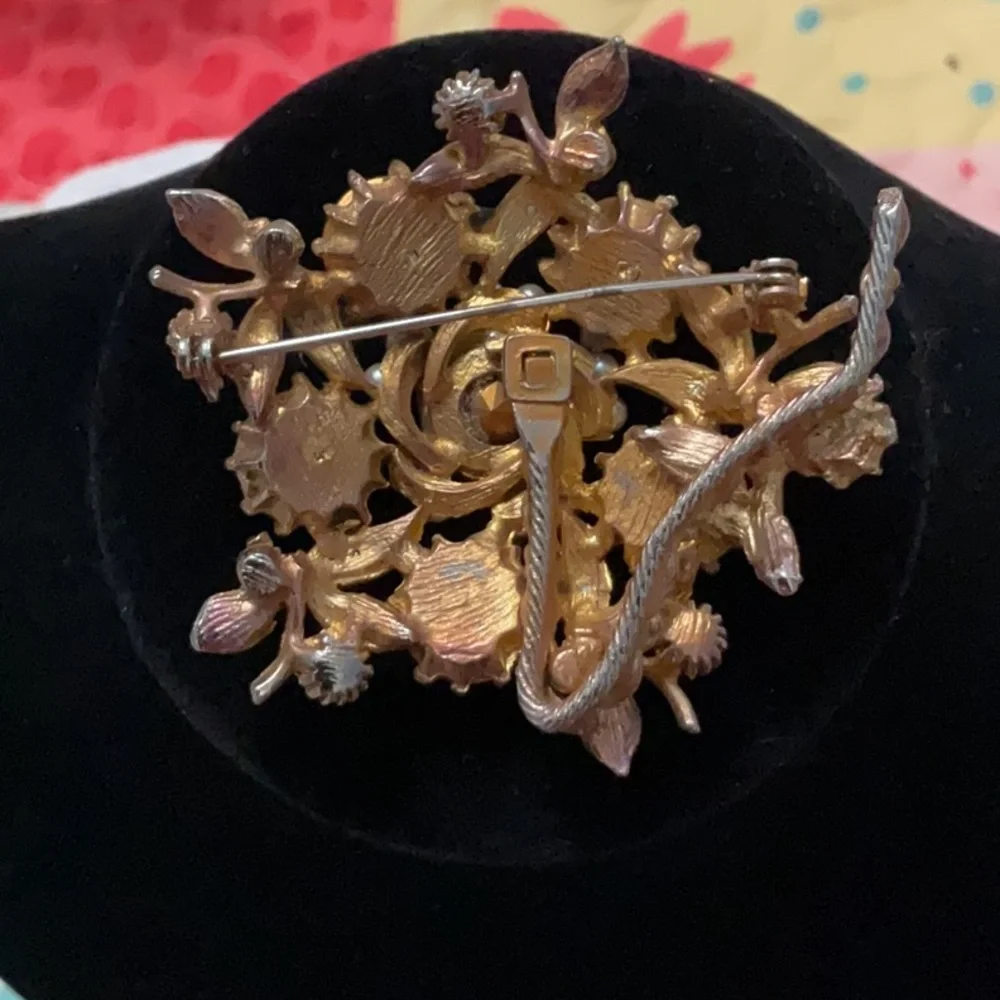 Stanley Gold and Green Floral Brooch